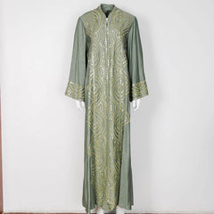 Embroidered Sequined Robe for Muslim Women - Trendy Mix