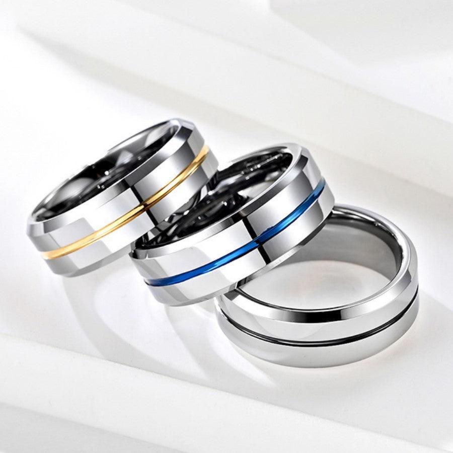 Blue Tungsten Men's Thumb Ring - Trendy Mix