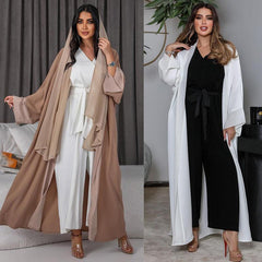 Chiffon Patchwork Muslim Long Cardigan Coat - Trendy Mix