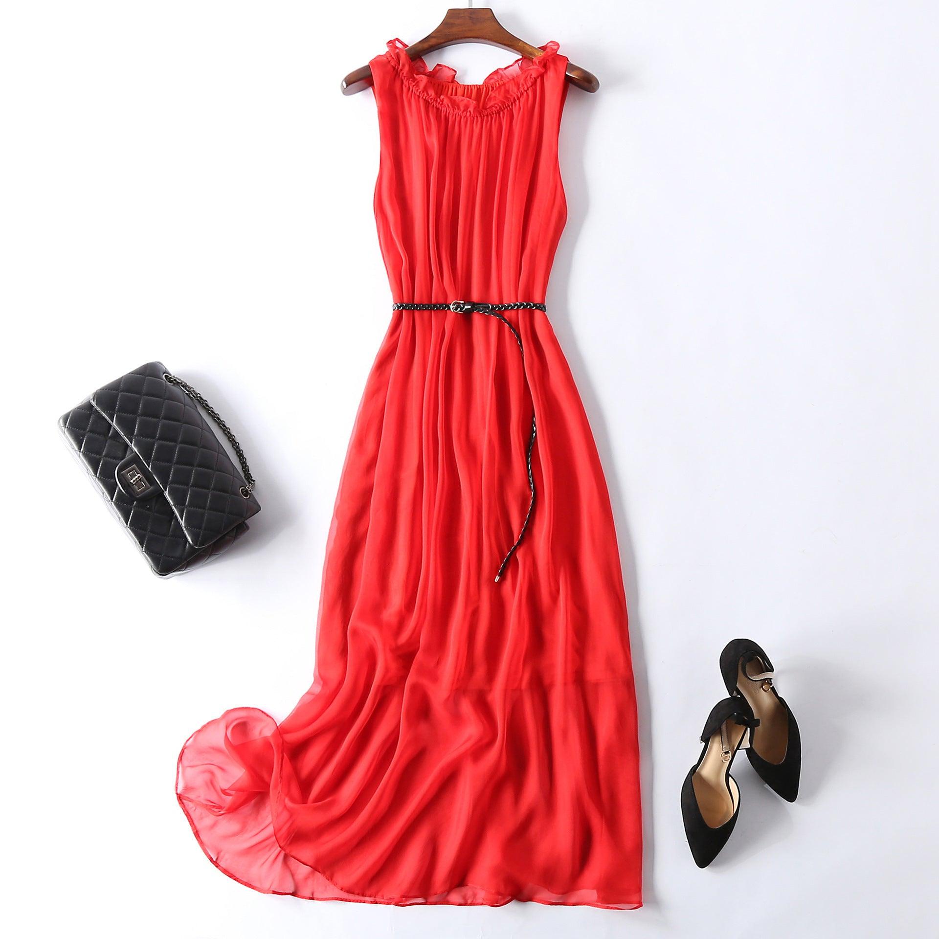 Elegance Sleeveless Holiday Slim Looking Vest Dress - Trendy Mix