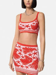 Casual Coral Starfish Two-piece Sheath Set - Trendy Mix