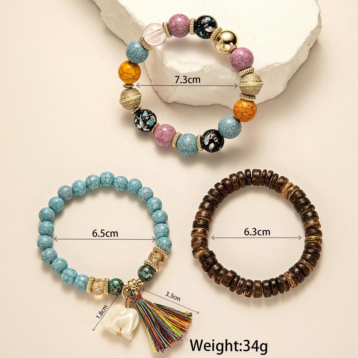 Bohemian Elephant Tassel Multi Layer Temperament Bracelet - Trendy Mix