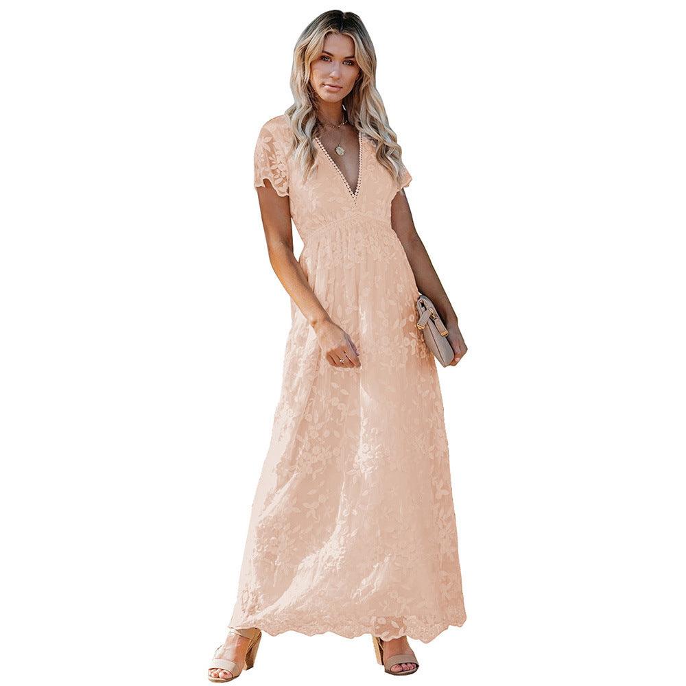 Lace Hook Flower Hollow Long Skirt - Trendy Mix