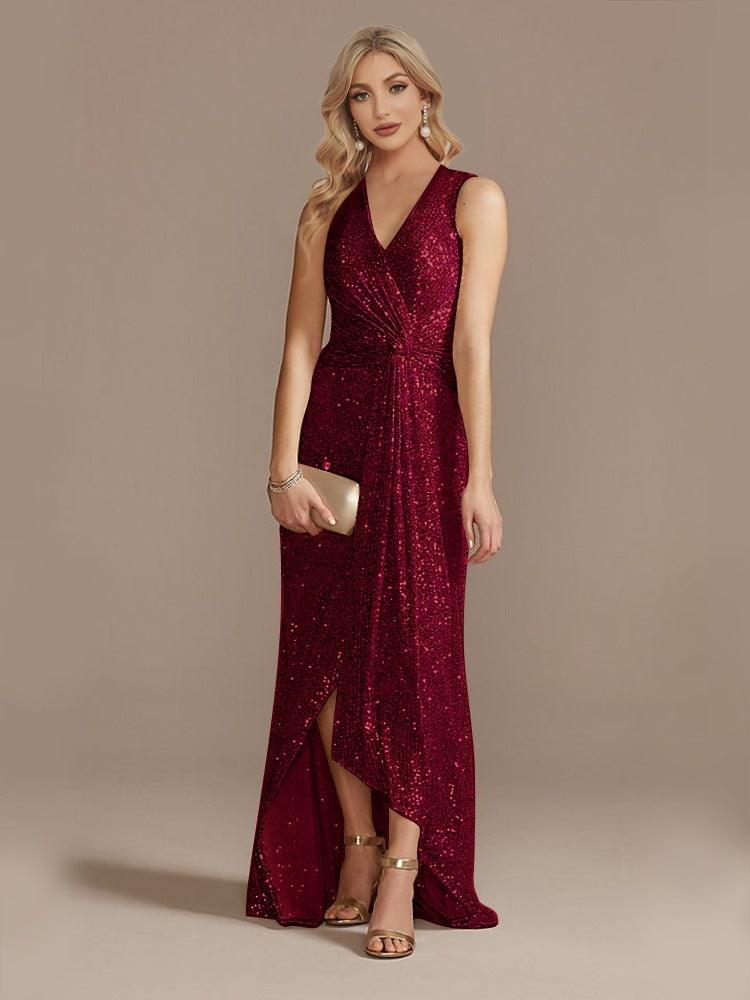 Women's Sequin Twisted Irregular Evening Dress - Trendy Mix