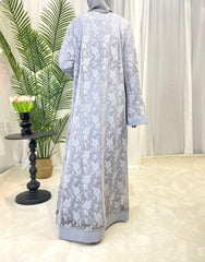 Elegant Women's Traditional Islamic Attire in Blue, Silver, and Black - Trendy Mix