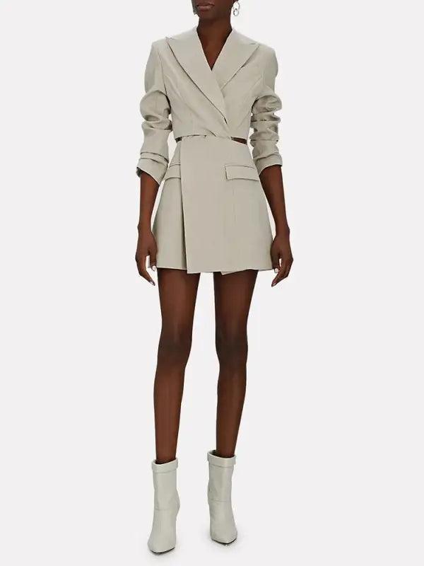 Chic Hollow-out Notched Blazer - Trendy Mix