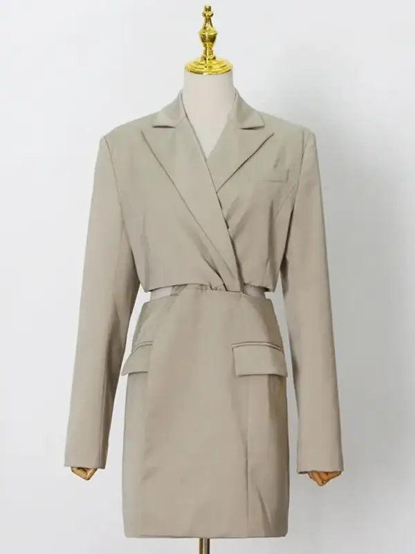 Chic Hollow-out Notched Blazer - Trendy Mix