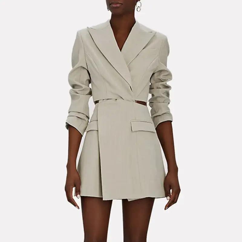 Chic Hollow-out Notched Blazer - Trendy Mix