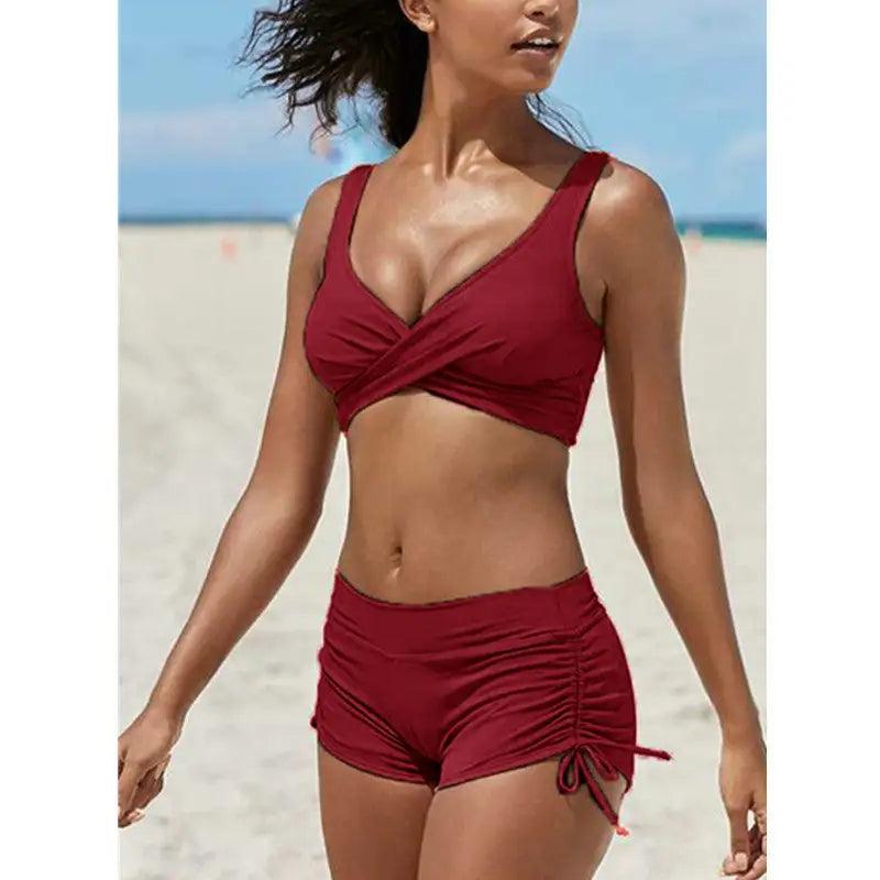 Stylish Knit Two-Piece Bikini Set - Trendy Mix