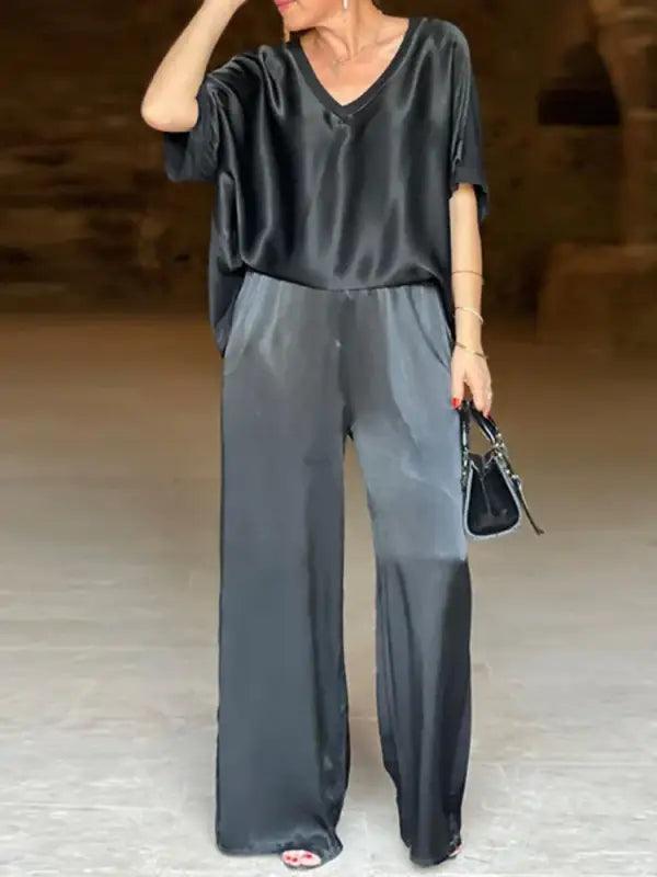 Chic Satin 2-piece Summer Set - Trendy Mix