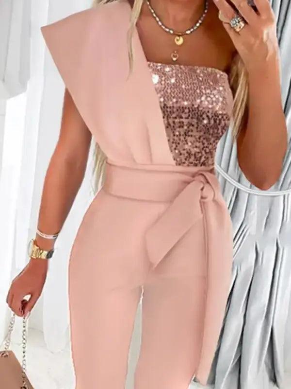 Glamorous Sequin-Detail Summer Jumpsuit - Trendy Mix