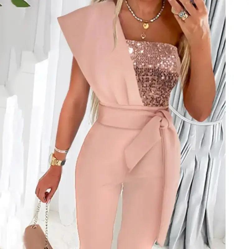 Glamorous Sequin-Detail Summer Jumpsuit - Trendy Mix