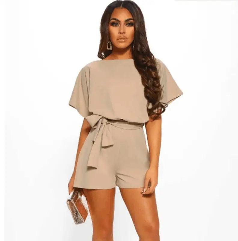 Elegant Silk A-Line Jumpsuit with Belted Waist - Trendy Mix