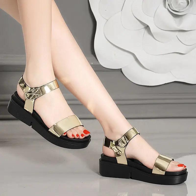 Trendy Leather Velcro Summer Sandals for Women - Trendy Mix