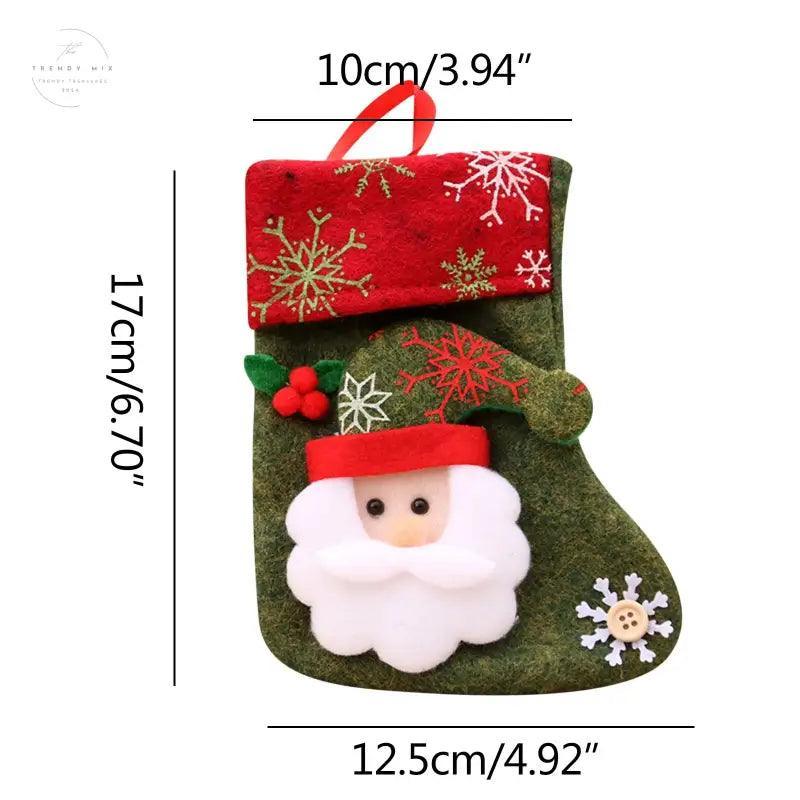 Christmas Stocking With Santa, Snowman, Elk Print - Trendy Mix