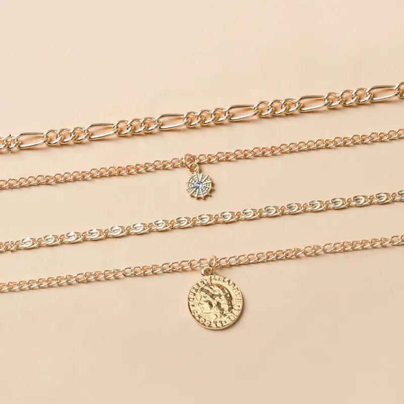 Chunky Gold Coin Necklace For Women - Trendy Mix