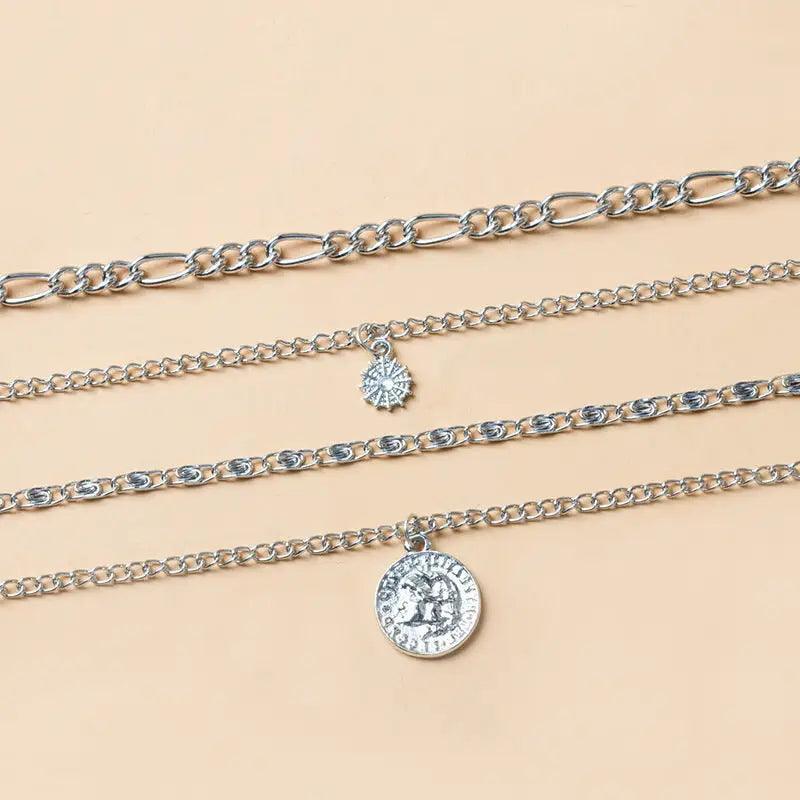 Chunky Gold Coin Necklace For Women - Trendy Mix