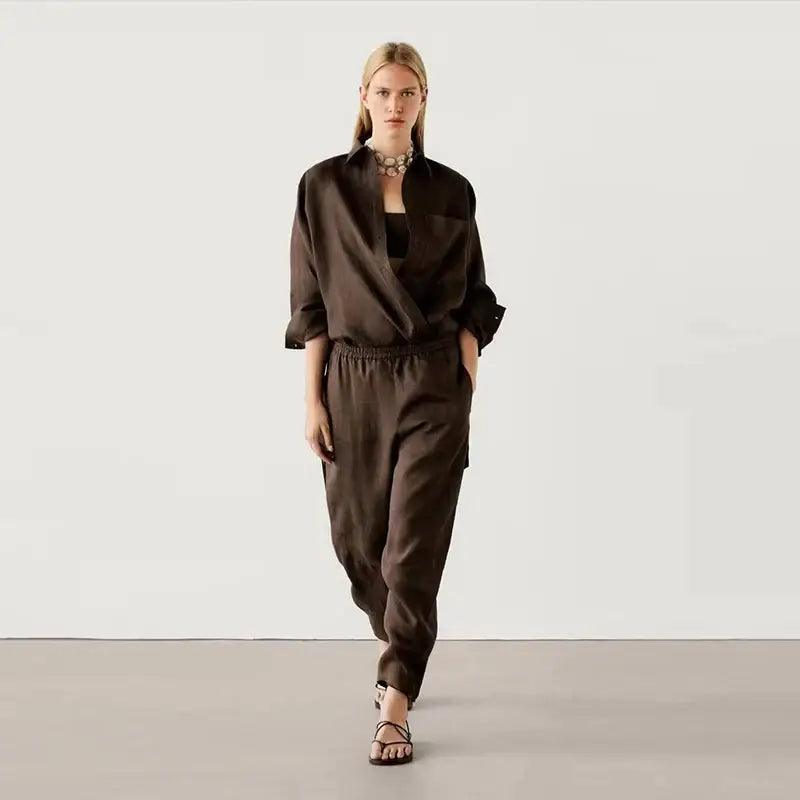 Classic Solid Shirt & Wide Leg Trousers Set- 2024 M. Dutti collection - Trendy Mix