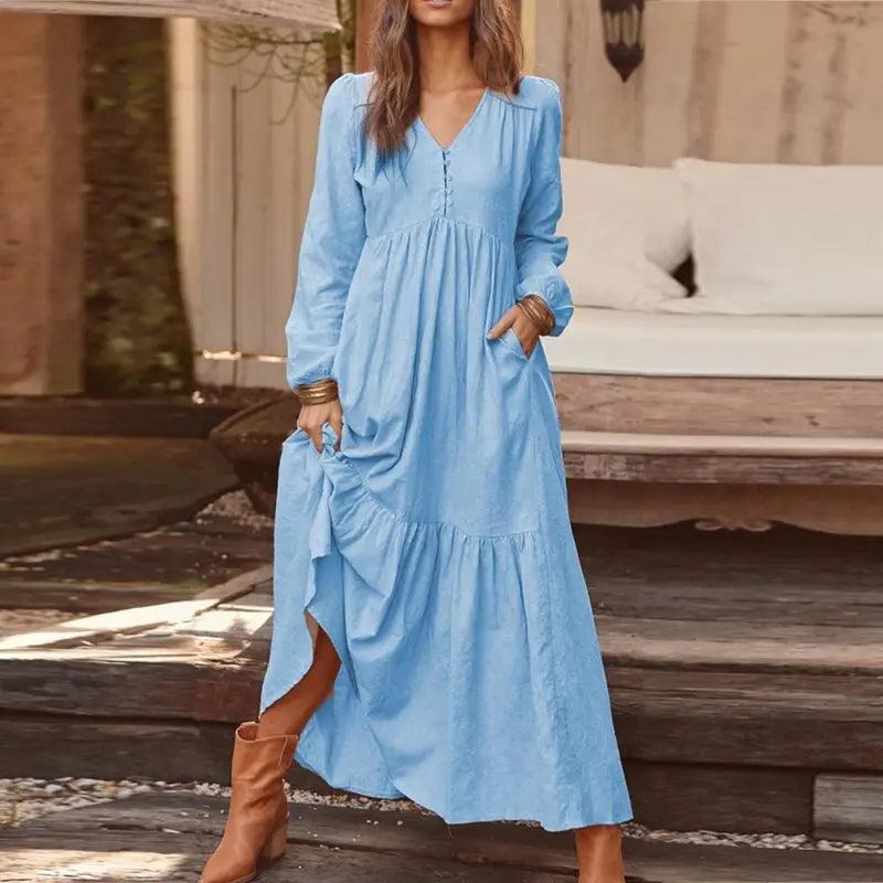 Cotton Linen Dress - Trendy Mix