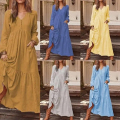 Cotton Linen Dress - Trendy Mix