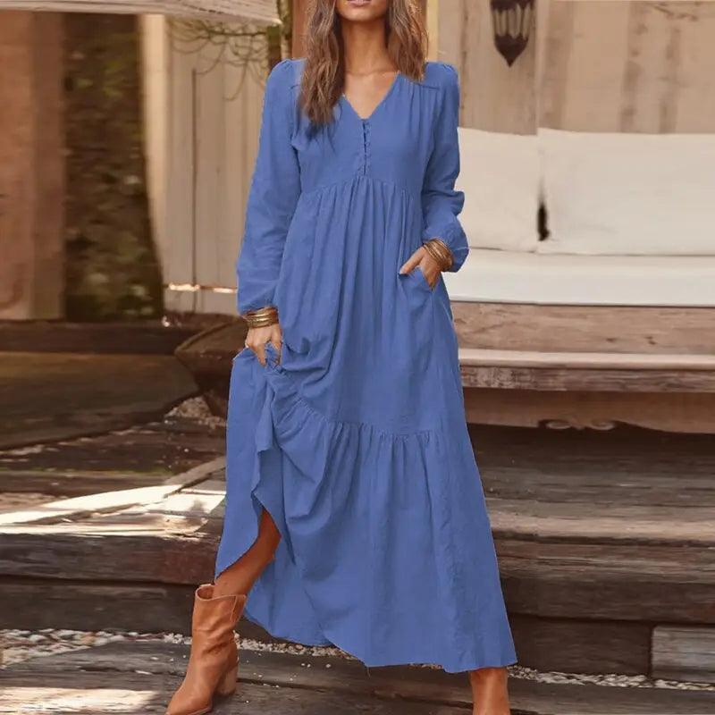 Cotton Linen Dress - Trendy Mix