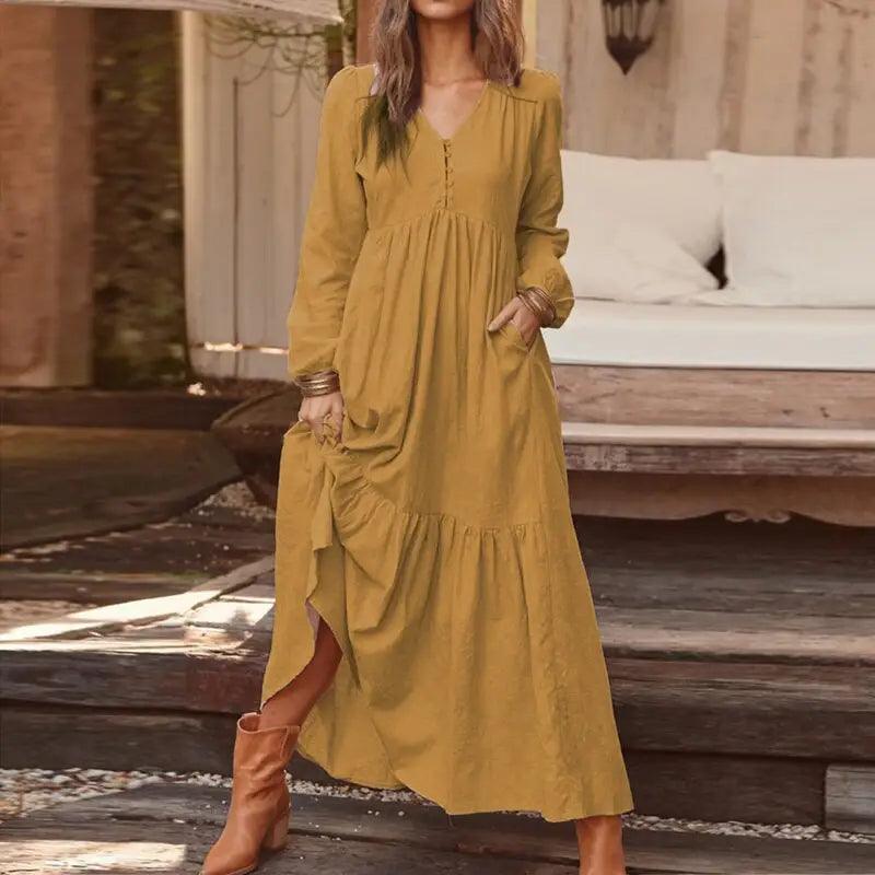 Cotton Linen Dress - Trendy Mix