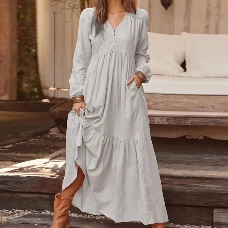 Cotton Linen Dress - Trendy Mix