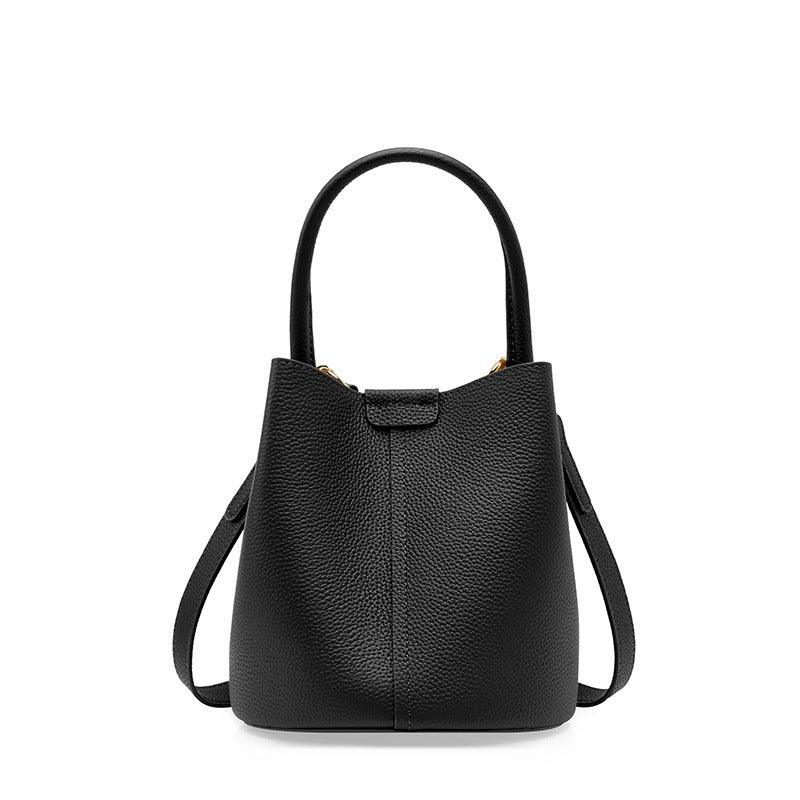 Elegant Leather Bucket Crossbody Bag - Trendy Mix