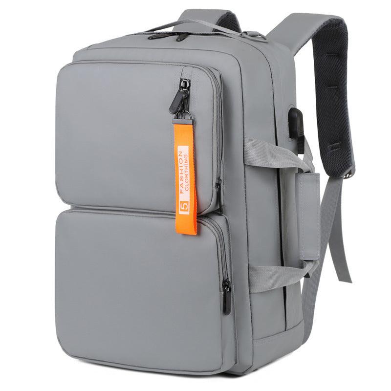 Versatile Large Capacity Business Lap Backpack for Travel and School with USB Port - Gray/Black - Trendy Mix