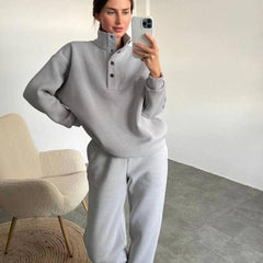 Women's Fashion Solid Color Hoodie Pants Suit - Trendy Mix