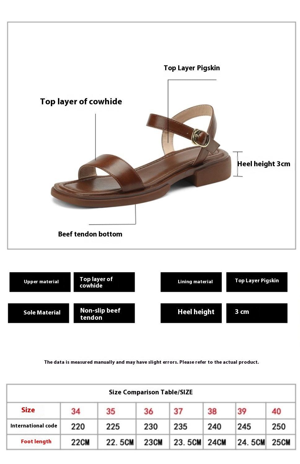 Women's Retro Leather Platform Sandals with Soft Sole and Ankle Buckle for Summer - Trendy Mix