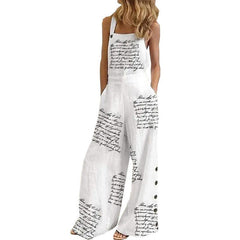 Casual Sleeveless Wide Leg Jumpsuit with European and American Prints for Women - Trendy Mix