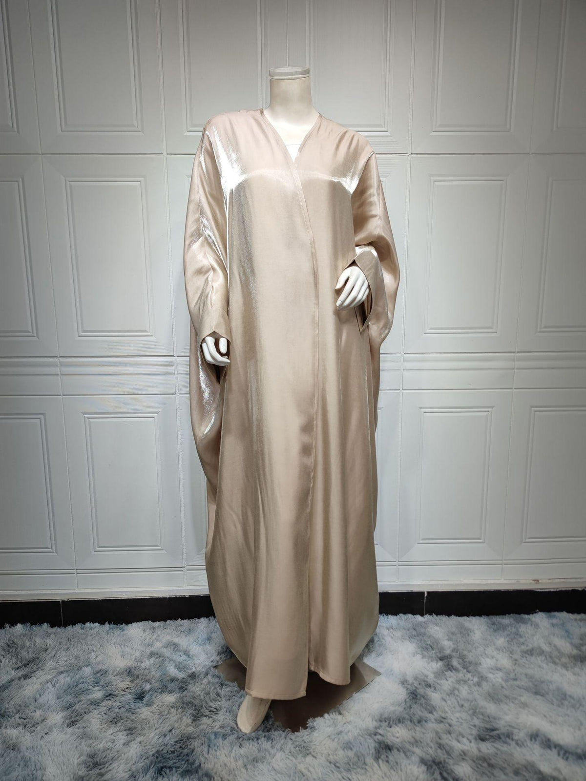 Elegant Apricot Silk Satin Robe for Women - Middle Eastern Muslim Fashion - Trendy Mix