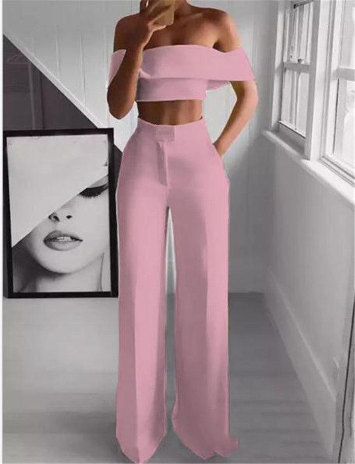 Amazon Sexy Top And Trousers Ladies Two-piece Set Women Lady - Trendy Mix