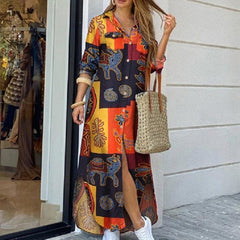 New Fashion Long Sleeve Shirt Skirt Long Dress - Trendy Mix