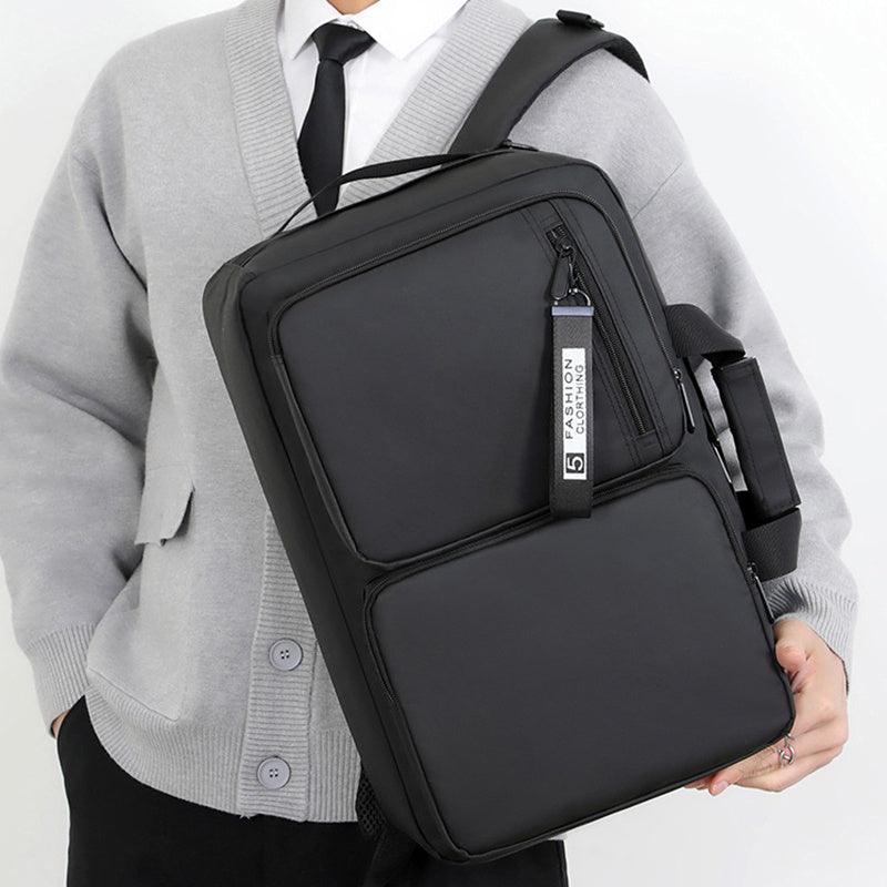 Versatile Large Capacity Business Lap Backpack for Travel and School with USB Port - Gray/Black - Trendy Mix