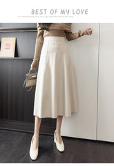 Women's Autumn And Winter High Waist PU Leather Skirt