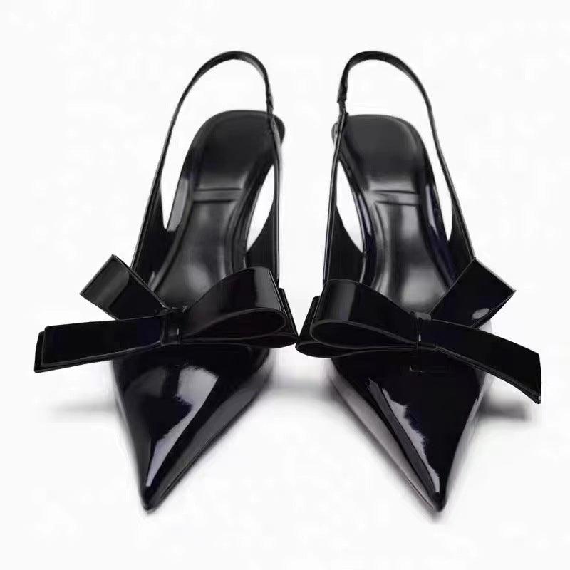 Elegant Women's Stiletto High Heels with Bowknot Detail in Patent Leather - Trendy Mix