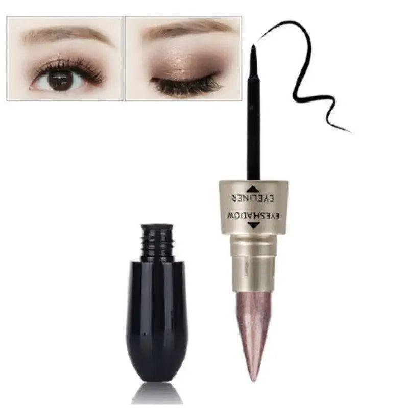 Double Head Six Color Eyeshadow Black Eyeliner - Trendy Mix