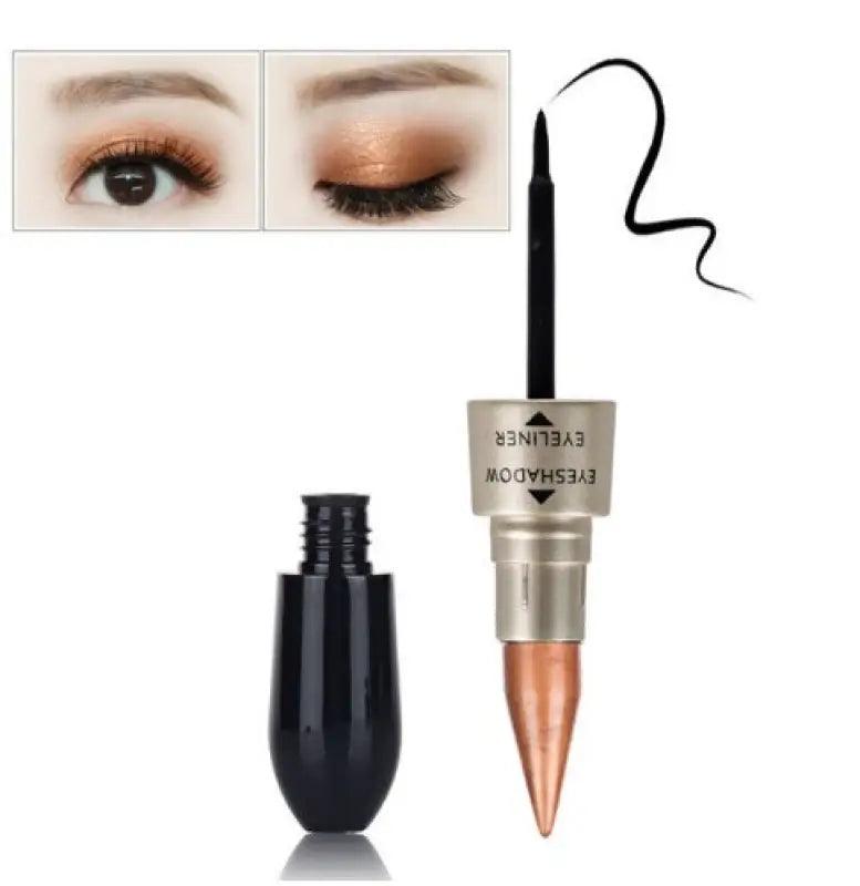 Double Head Six Color Eyeshadow Black Eyeliner - Trendy Mix