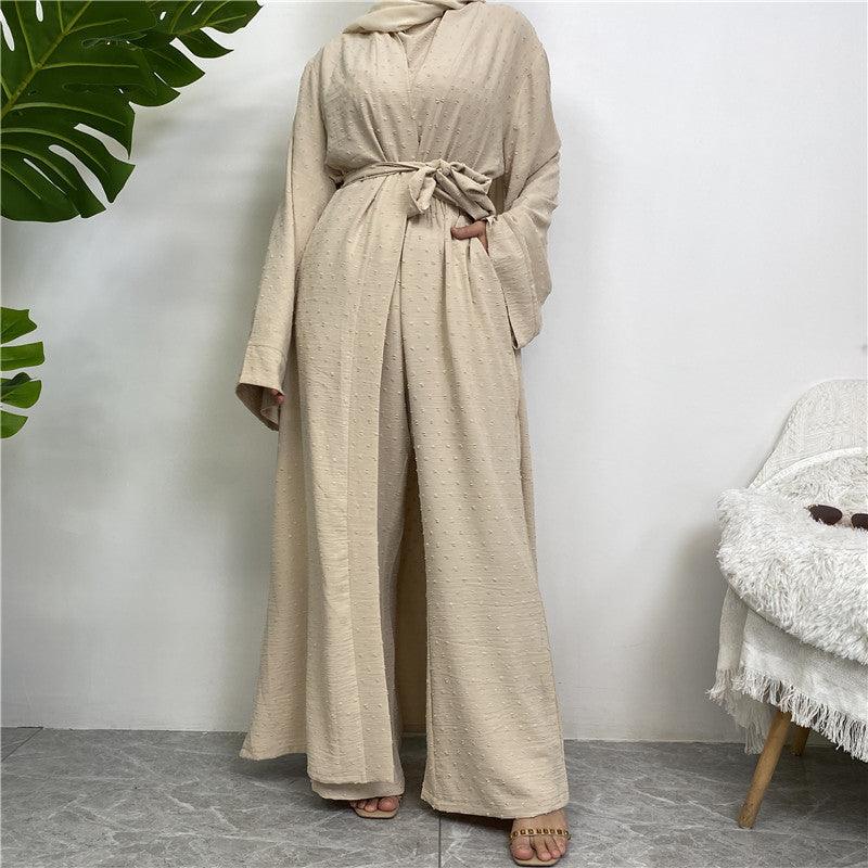 Long Cardigan Sleeveless Top And Pants - Trendy Mix