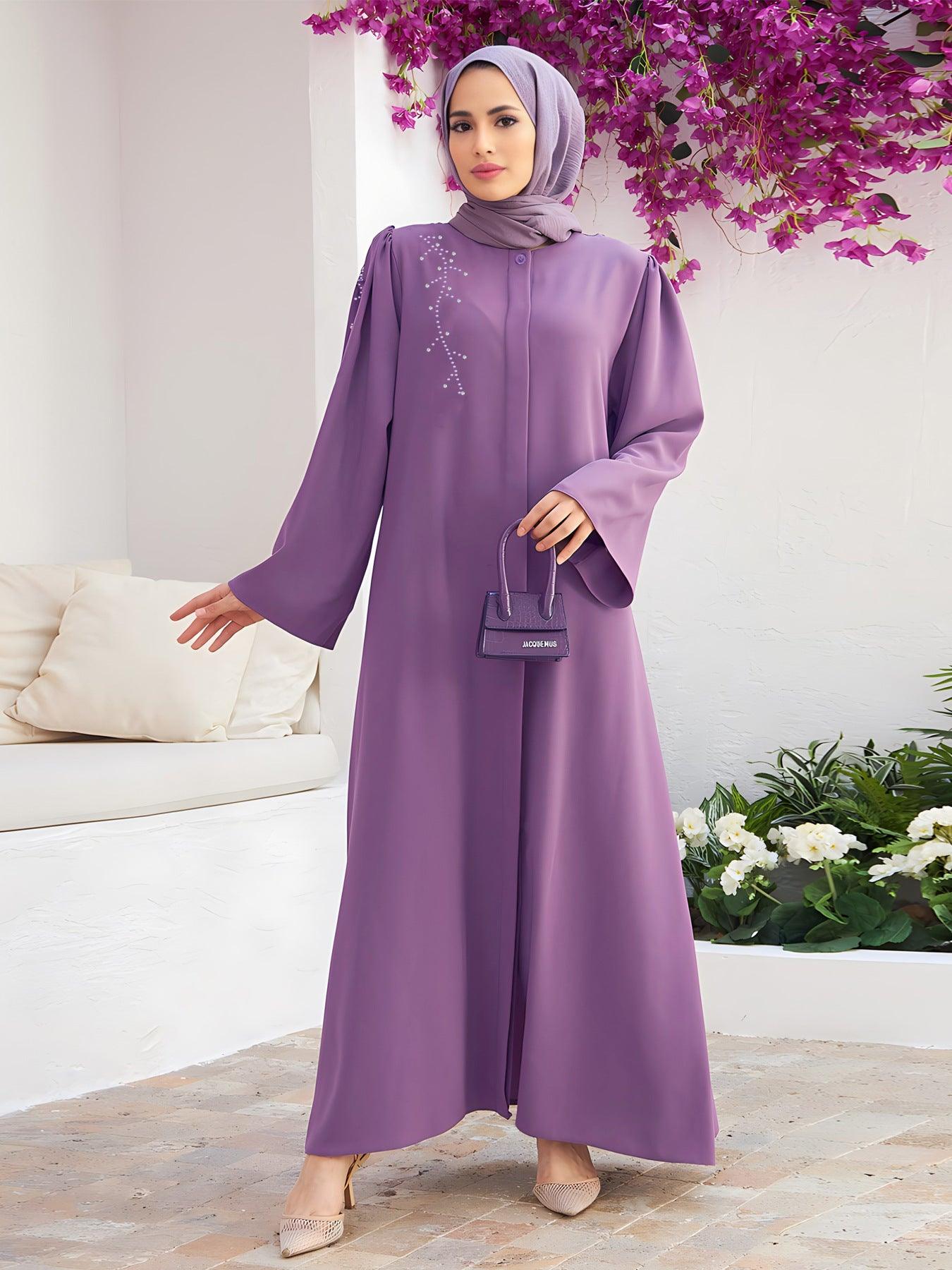 Elegant hijab outfit Long Skirt With Belt, Without Headscarf - Trendy Mix