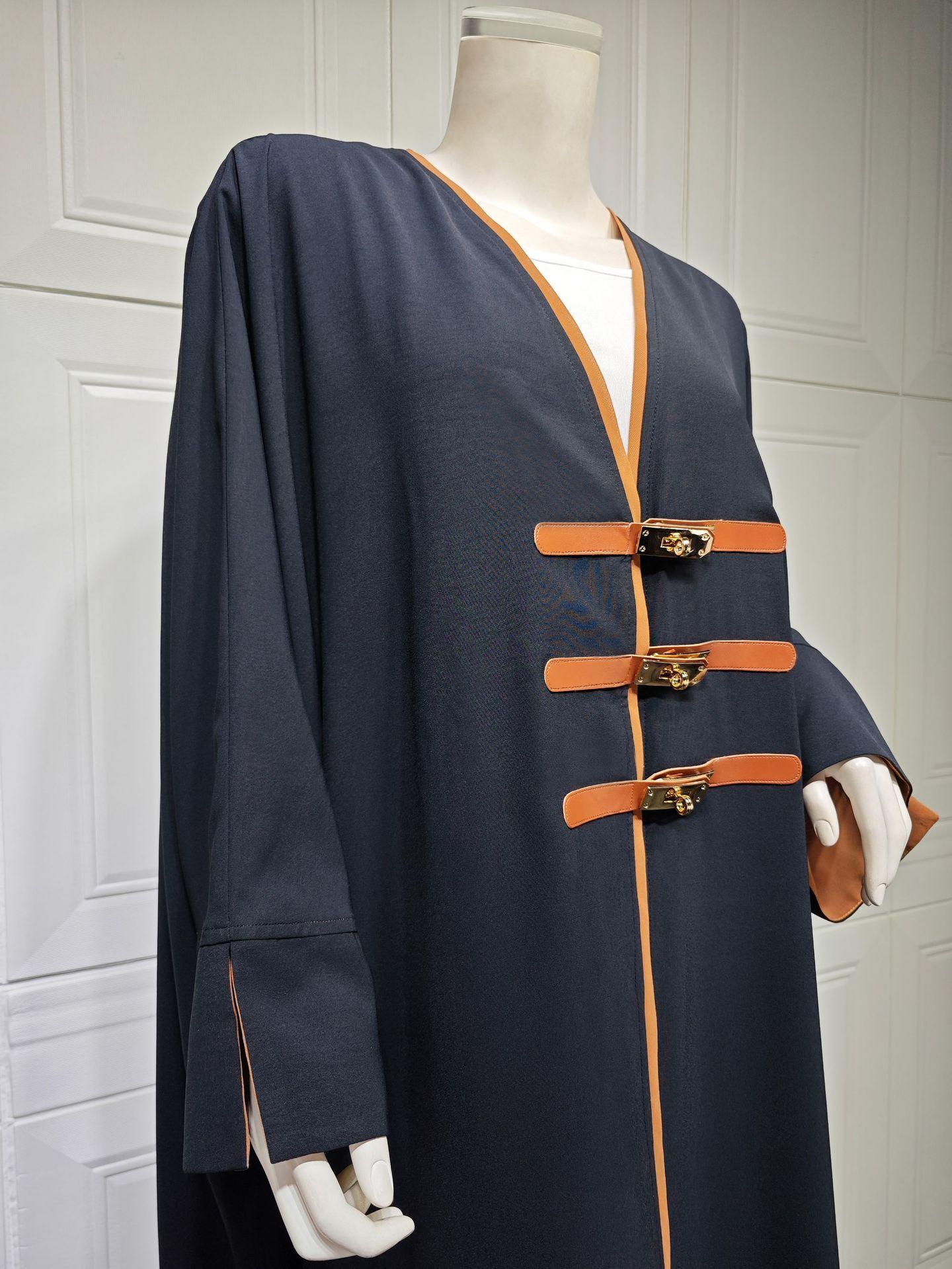 Colorblock Women's Ice Silk Outer Cardigan Robe - Trendy Mix