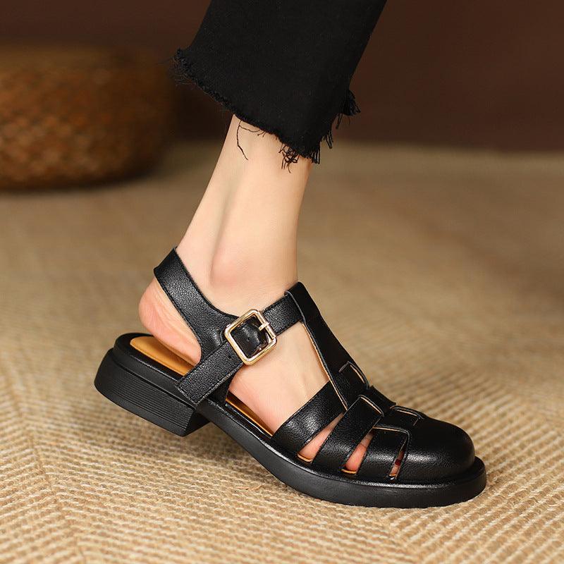 Thick Heel Round Toe Women's Roman Sandals - Trendy Mix