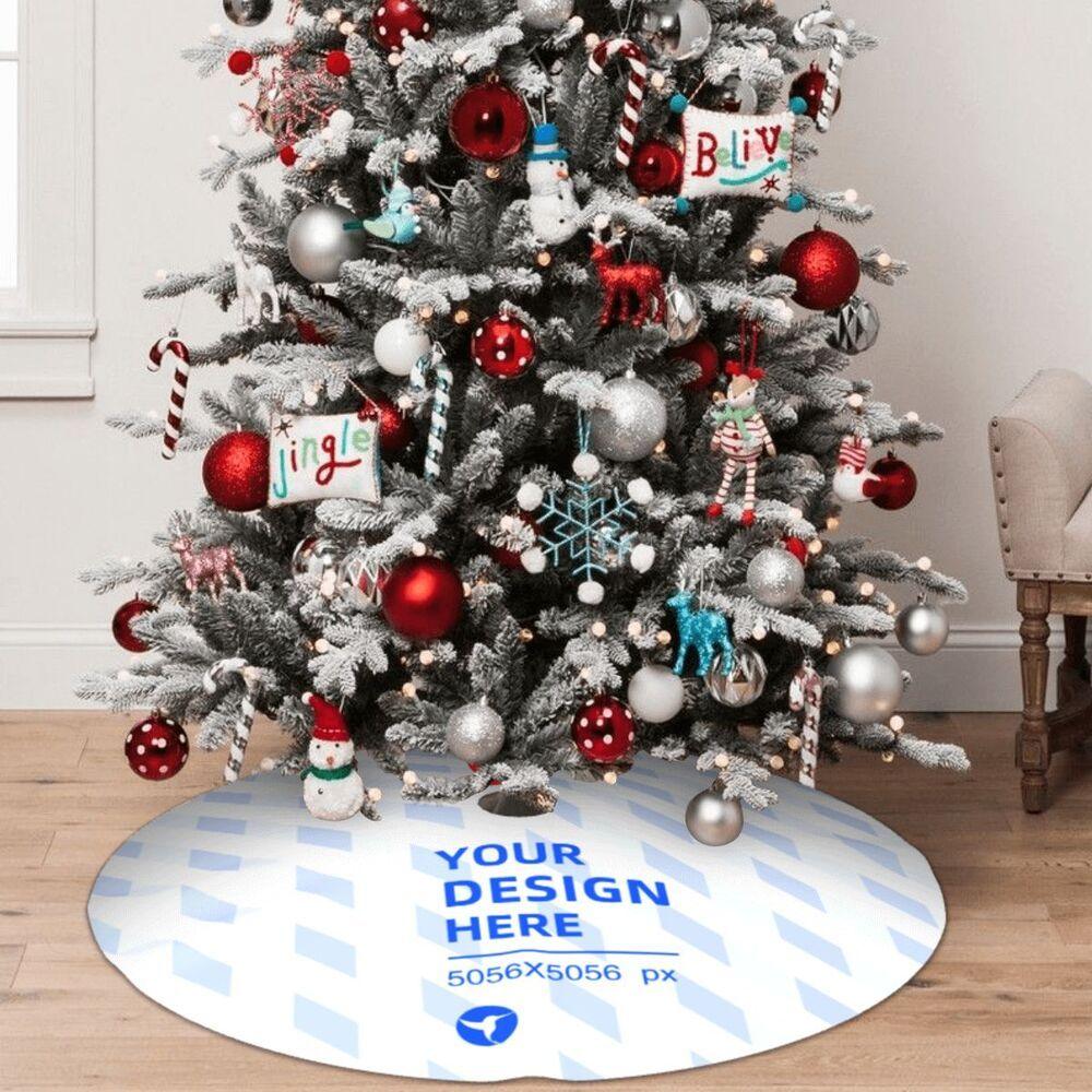 Elegant Glossy Christmas Tree mat with Plush Backing - Trendy Mix