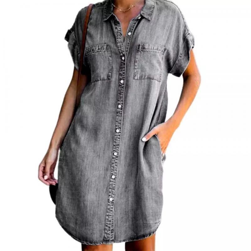 Blue Collar Short Sleeve Slim Dress - Trendy Mix