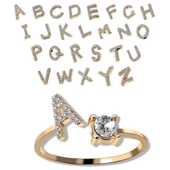 Elegant Adjustable Initial Letter Ring - Trendy Mix