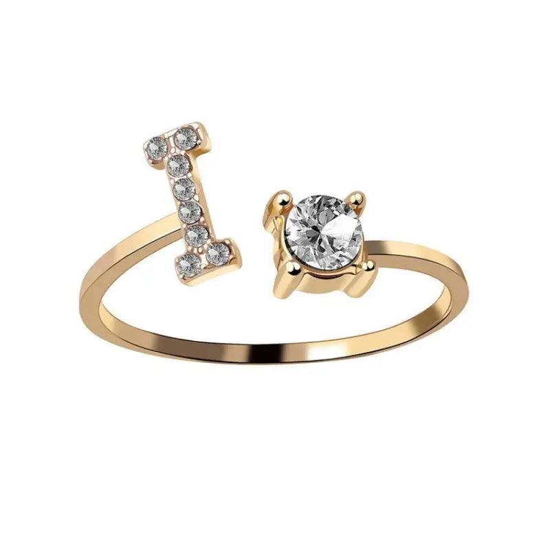 Elegant Adjustable Initial Letter Ring - Trendy Mix