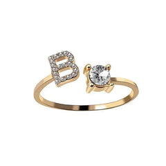 Elegant Adjustable Initial Letter Ring - Trendy Mix