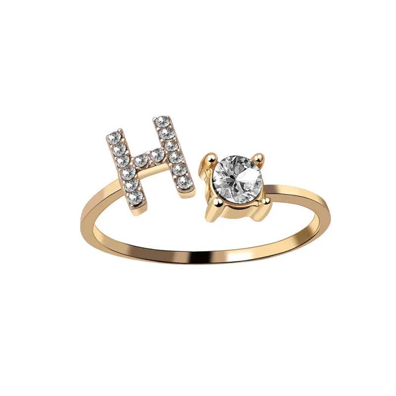 Elegant Adjustable Initial Letter Ring - Trendy Mix